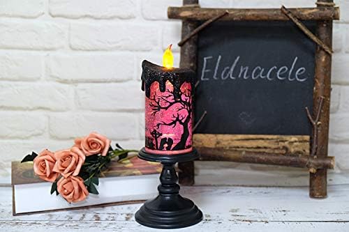Eldnacele Ghosts Halloween Snow Globe Flameless Candle Battery Operated