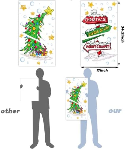 34.2"x17" Christmas Window Clings Curved Xmas Tree Arrow Yard Sign Decals