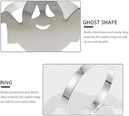 Luxshiny 4pcs Halloween Ghost Napkin Alloy Napkin Holders for Festive Dining Table Decor Creative Ghost-Shaped Tableware for Halloween Parties Gatherings