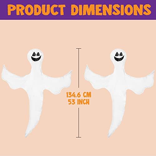 JOYIN 2 Pcs 53” Halloween Decoration Outdoor, Halloween Tree Wrap Ghost Decoration Outdoor, Smiling Hanging Ghost Design for Lawn, Tree, Party Supplies, Haunted House Wrap Decor