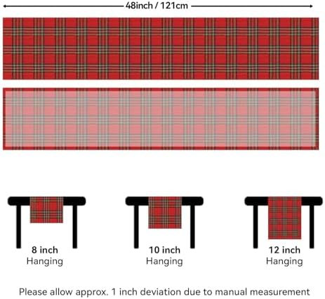 Softalker Christmas Checkered Tartan Table Runner, Red, 13 x 48 Inch