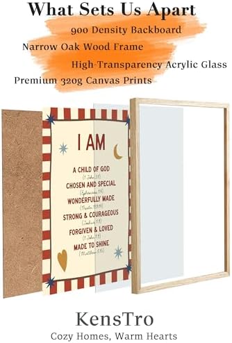 KensTro 16x20 Oak Framed I Am a Child of God Scripture Wall Art