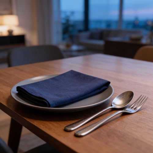 Cloth Napkins Set of 12, 100% Cotton Dinner Napkins for Thanksgiving, Christmas & Fall Entertaining, Washable Reusable Table Linens for Wedding & Everyday Use, 18 x 18 Inch, Gray Blue