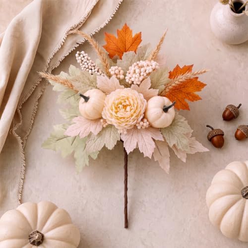 Yinder 4 Pcs Fall Decor Artificial Pumpkin Flower Stems Picks