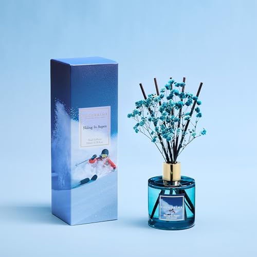 COCORRÍNA Reed Diffuser - Skiing in Aspen Reed Diffuser Set with 8 Sticks & Preserved Baby's Breath, Reed Diffuser for
