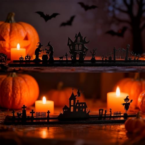 Amyhill 2 Halloween Metal Table Centerpieces Decor 15.8 in Witch Silhouette