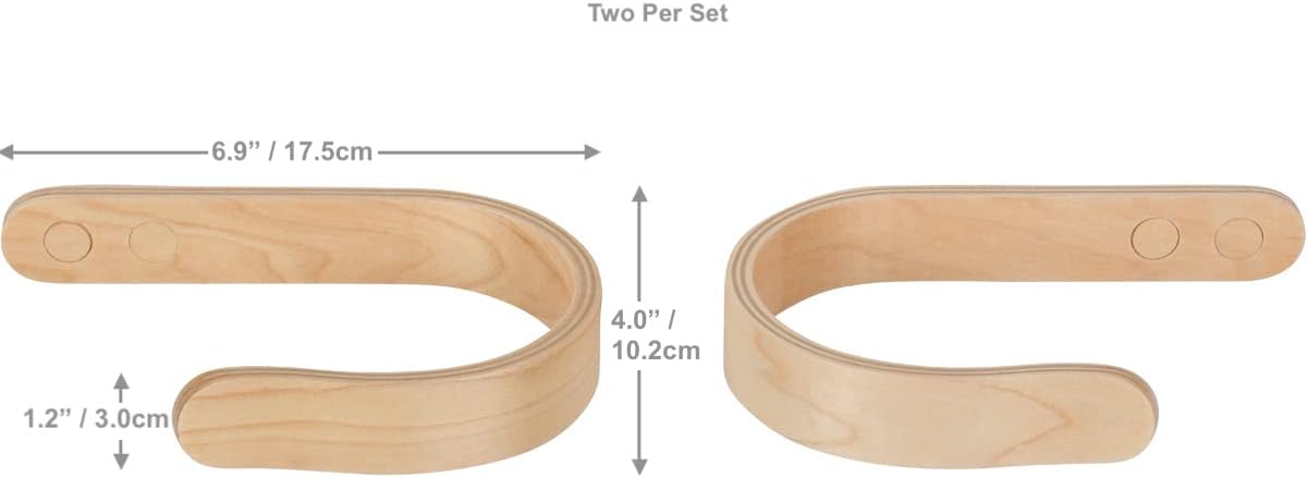 2 x Waveply Wood Curtain Holdbacks Plywood Drapery U Shaped Hook Tiebacks for Wall (Birch)