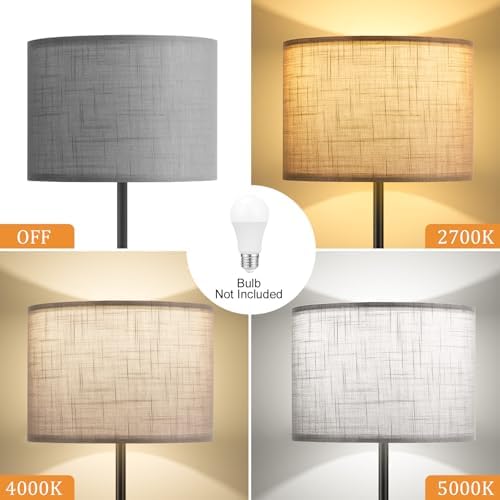 Ambimall 60'' Modern Floor Lamp with Shade, Tall Lamps for Living Room, Bedroom, Office, Dining Room, Linen Grey Shade
