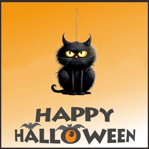 8 Pcs Halloween Tree Decoration Funny Cute Black Cat Designs Acrylic Pendant Cartoon Mini Kitten Halloween Tree Hanging Ornament DIY Craft Decoration Accessories for Holiday Party Supplies