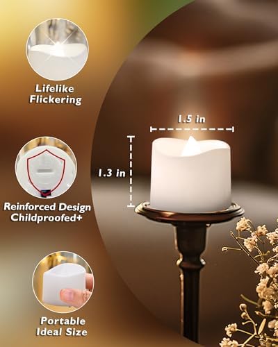 Homemory 24-Pack Flameless Tea Lights Candles Battery Operated, 200+ Hours