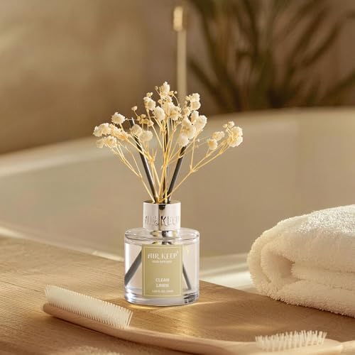 Airkeep Reed Diffuser Set,1.69 fl oz (50 ml) - Clean Linen Oil Diffusers with 8 Reed Sticks,Home Fragrance Reed