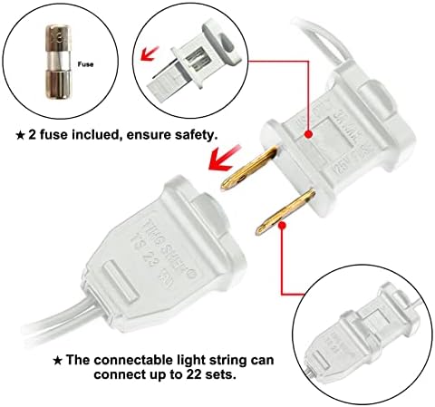 White LED Christmas Lights - 2 Pack 100 Count Warm White Christmas String Lights for Tree, Party, Wedding, Holiday, Indoor and Outdoor Decor, 2 Sets 33 Feet White Wire, UL Certified, Connectable