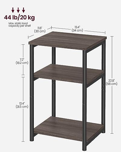 VASAGLE Side Table, Small End Table, Tall Nightstand, Steel Frame