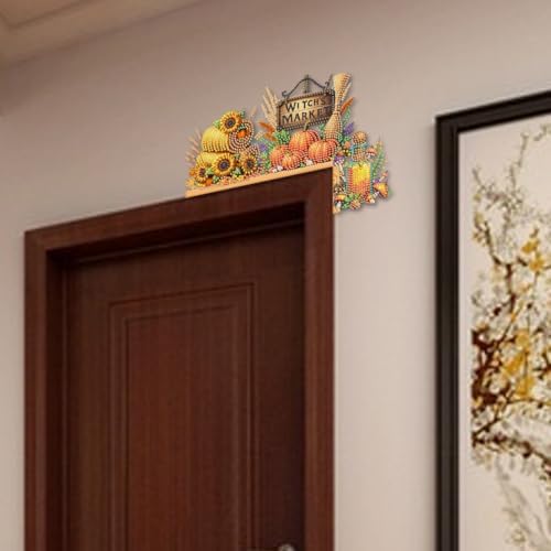 DIY Diamond Art Wooden Door Corner Decoration – Halloween Frame Sign Kit, Creative Wall Art Mosaic Frame Sign for Home Decor & Gifts