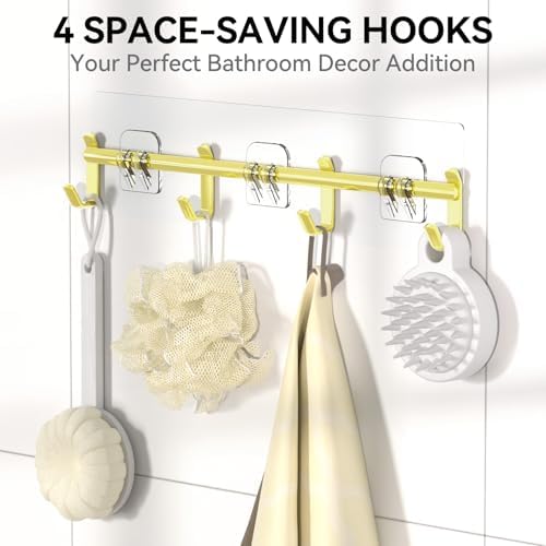 YASONIC Shower Caddy Adhesive, Rustproof Shower Organizer with Soap Holder, Large Capacity Shower Shelves for Inside