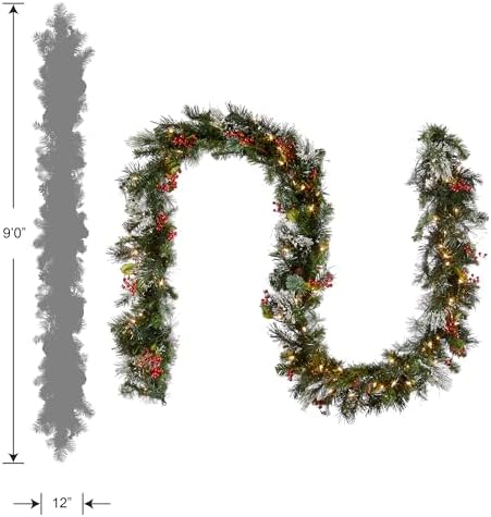National Tree Company 9ft Pre-Lit Wintry Pine Flocked Christmas Garland