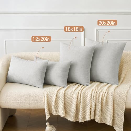 MIULEE Soft Chenille Throw Pillow Covers Light Gray 18x18 Inch Pack of 2