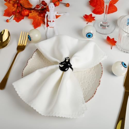 Halloween Napkin Rings Set of 12, Ghost Boo Halloween Black Napkin Holders Metal Buckles for Halloween Party Decorations Home Kitchen Dinner Table Setting