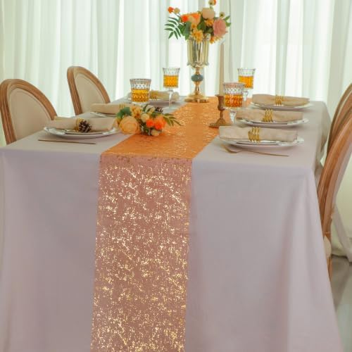 Snowkingdom 2Pcs Burnt Orange Gold Table Runner Fall Thanksgiving Decor