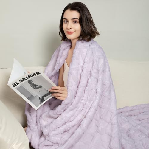 Aganear Fleece Throw Blanket for Couch Sofa 50"x60" Purple