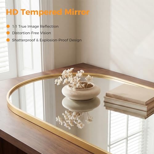 Arched Gold Bathroom Mirrors for Wall, 20x30-Inch Bathroom Mirror for Over Sink, Wall Vanity Mirror with Matte Metal