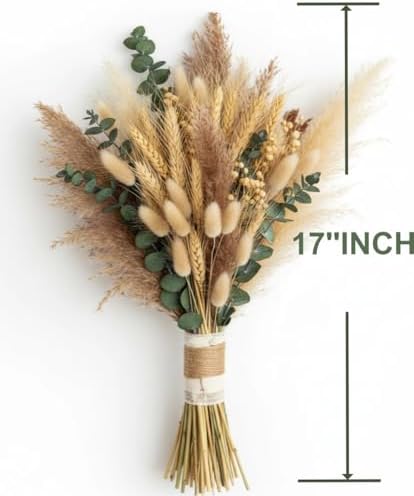 355PCS Dried Pampas Grass Bouquet Set – Dried Eucalyptus, Brown Pampas Grass & White Pampas Grass for Boho Baby Shower Decorations, Boho Wedding Decor, Pampas Grass Wall Decor, Home Decorations Modern