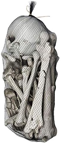 MOKRY PARTY Bag of Bones Halloween Life Size Skeleton Skull for Decoration and Spooky Graveyard 28 PCS