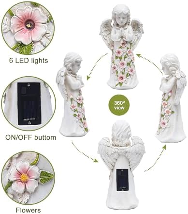 Nacome Solar Garden Outdoor Statues Angel with Succulent
