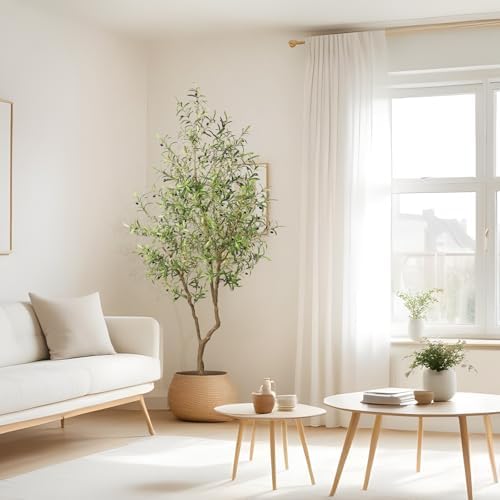 FEELEAD 8ft Faux Olive Tree - Realistic Large Olive Trees Artificial Indoor