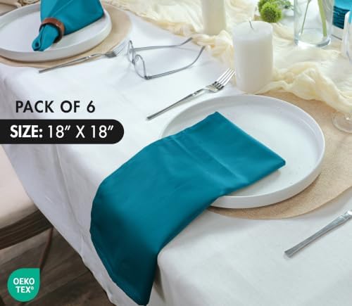 Ruvanti Cloth Napkins Set of 6, Cotton Enrich 18”x18” - Teal