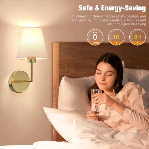 NIORSUN 13.8 inch Battery Operated Wall Sconce Set of 2,Gold Rechargeable Wall Lights with 10400mAh Dimmable Detachable