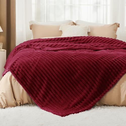 Bedsure Soft King Size Blankets for Bed Deep Red 108"x90"
