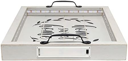 Elegant Designs HG2032-GHH Salento Farmhouse Rectangular Decorative LED Light Up Wooden Serving Tray w Metal Handles & Home Sweet Home in Black for Décor, Centerpiece, Breakfast, Bar, Gray Wash