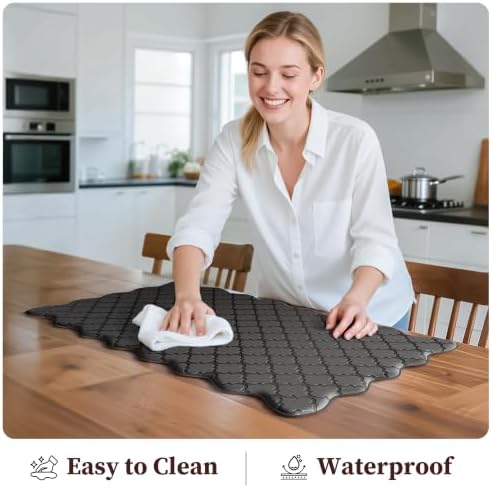 Arenarug Upgrade Scalloped Kitchen Mats for Floor 2PCS, Black Kitchen Rugs