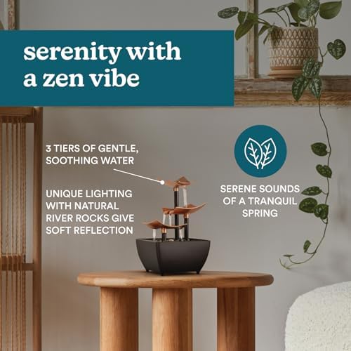 Homedics Tabletop Water Fountain, 3 Tier Indoor Waterfall Fountain