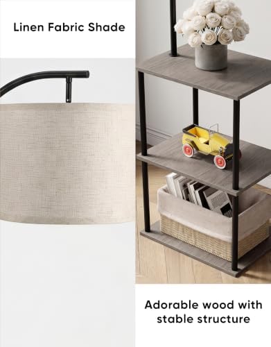 PARTPHONER Floor Lamp with Table, Night Stand with Lamp, Narrow Side Table with 3CCT LED Bulb, Small Coffee Table