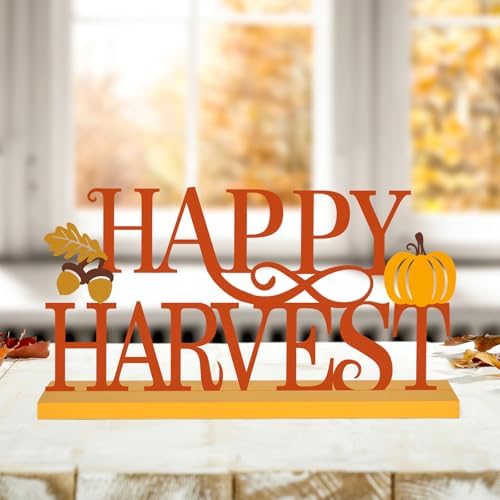 Metal Happy Harvest Sign Decorations for Home Party Shelf Mantel