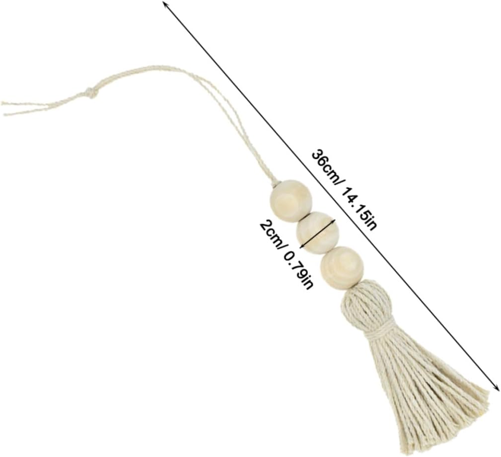 Cotton Thread Wood Bead Decoration Tassels Hanging Ornaments for Door Handle / 14.17 Inch / Set of 6