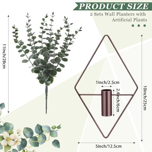 Jexine 4 Pcs Hanging Artificial Planters Wall Decor, Bronze, Eucalyptus