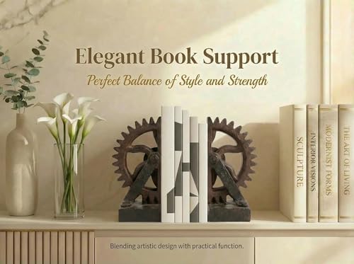 Industrial Gear Decorative Bookends / Wheel Gear / 10.5 Inch