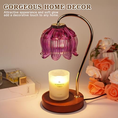 Purple Candle Warmer Lamp with Timer, Electric Candle Warmer, Women Birthday Christmas Gift, Flower Wax Warmer for