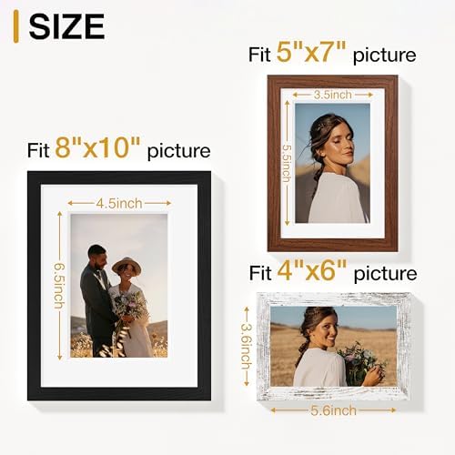 Vittanly 15 Pack Picture Frame Set, Black, Walnut Brown, Distressed White