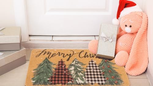 Winter-Chirstmat Welcome-Pine-Trees-Doormat for Outdoor - Xmas-Home-Decor