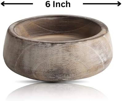 Handmade 6" Decorative Wooden Snack Serving Bowl For Dry Fruits Chips Coffee Table Countertop