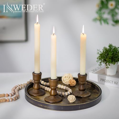 Wooden Candlestick Holders Rustic: Farmhouse Taper Candle Holder