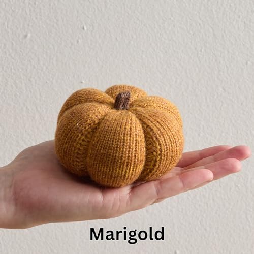 Set of 3 Cozy Mini Knit Pumpkins (Marigold Multi-Size Set)