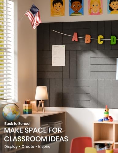 Fluxynara 36" x 24" Large Felt Bulletin Board, Charcoal Gray