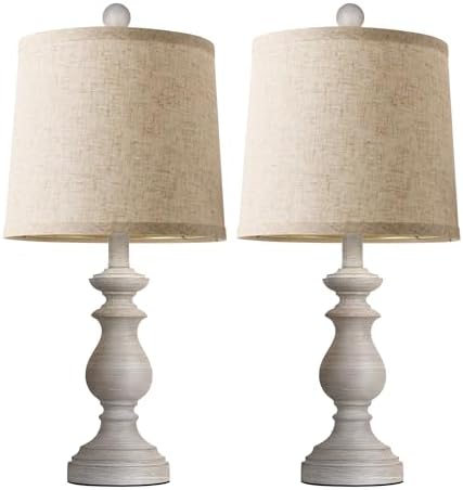 PARTPHONER Traditional Table Lamp Set of 2, Rustic Farmhouse Table Lamps for Living Room Bedroom, 22" Bedside Desk