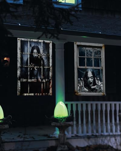 Yigney 2 Pcs Scary Halloween Window Decorations Female Ghost Window Cover