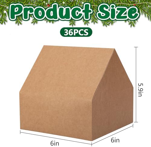 36 Set 6'' Christmas Crafts Gingerbread House, Cardboard House Decorations